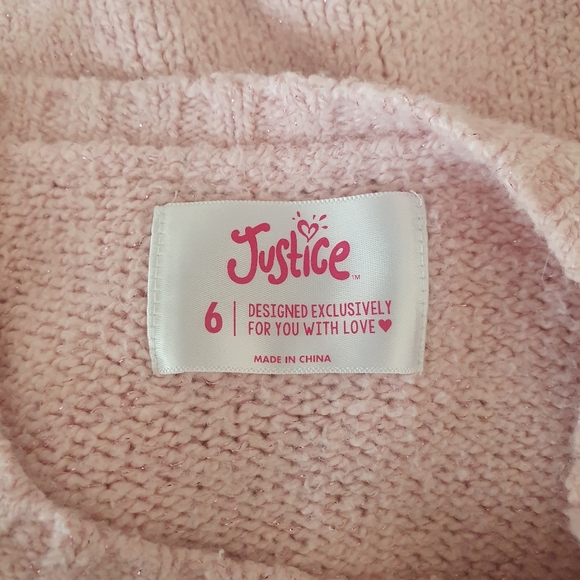 Justice Girl's Besties Dog & Cat Knit Pink Pullover Sweater Sz 6. - Picture 6 of 9
